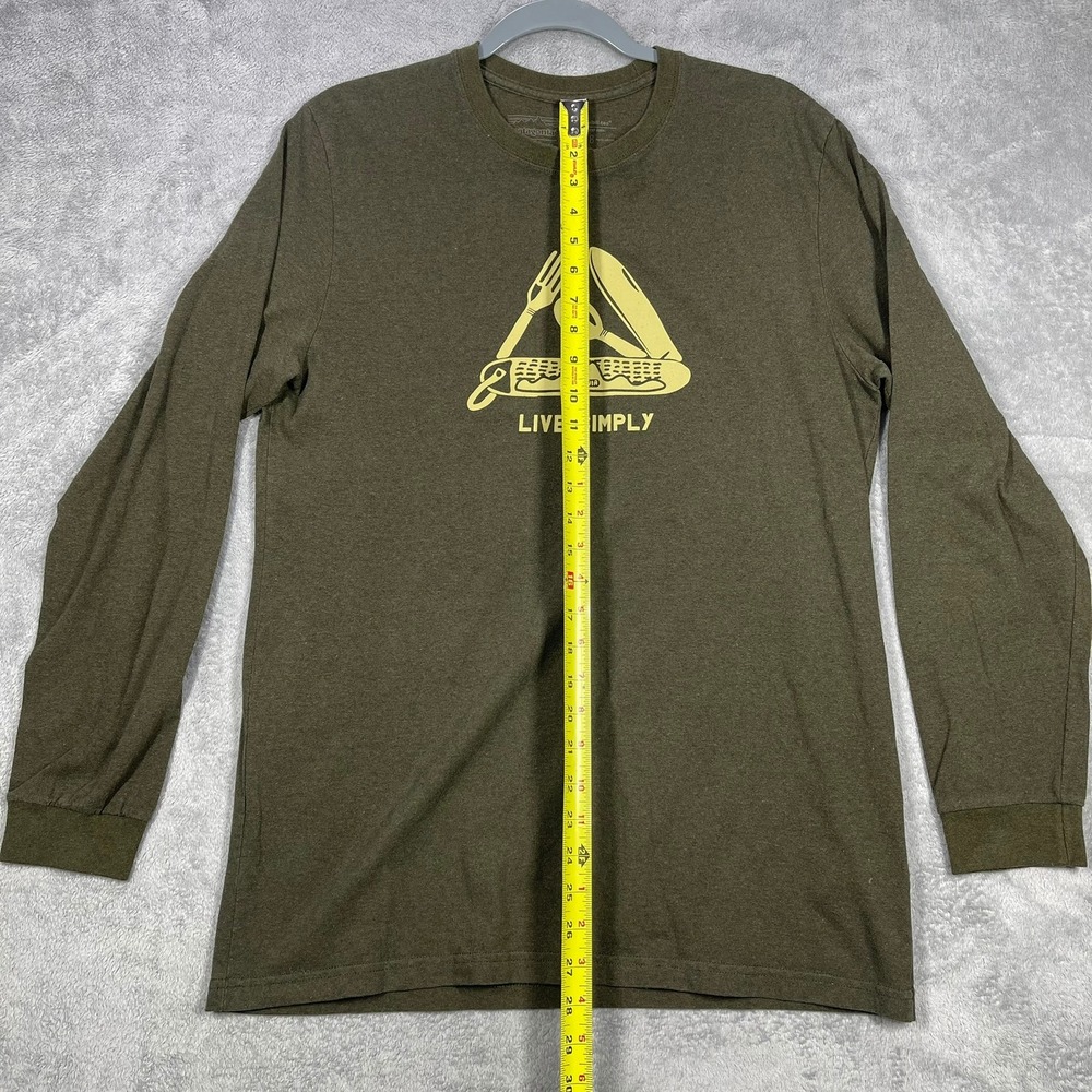 Patagonia Long Sleeve T-Shirt Mens Medium Green Live Simply Graphic Tee - Picture 4 of 7